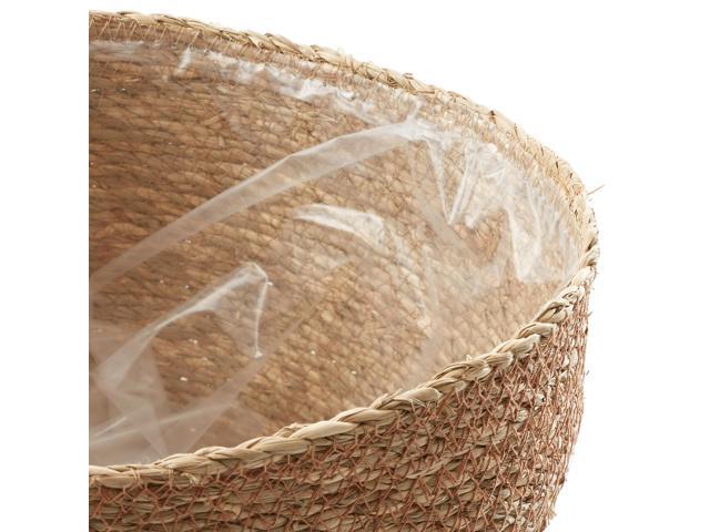 Casafield Set of 3 Seagrass Planter Baskets with Liners - Natural, Hand Woven Indoor Flower Pot Covers for Plants, Succulents, Home Decor