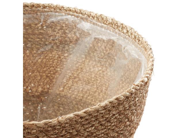 Casafield Set of 3 Seagrass Planter Baskets with Liners - Two-Tone, Hand Woven Indoor Flower Pot Covers for Plants, Succulents, Home Decor