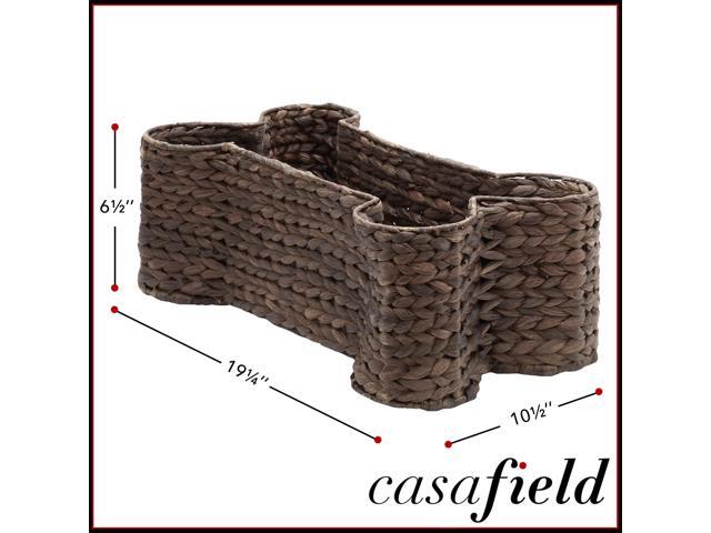 Casafield Dog Bone Shaped Storage Basket - Espresso, Large Woven Water Hyacinth Pet Toy Organizer Bin
