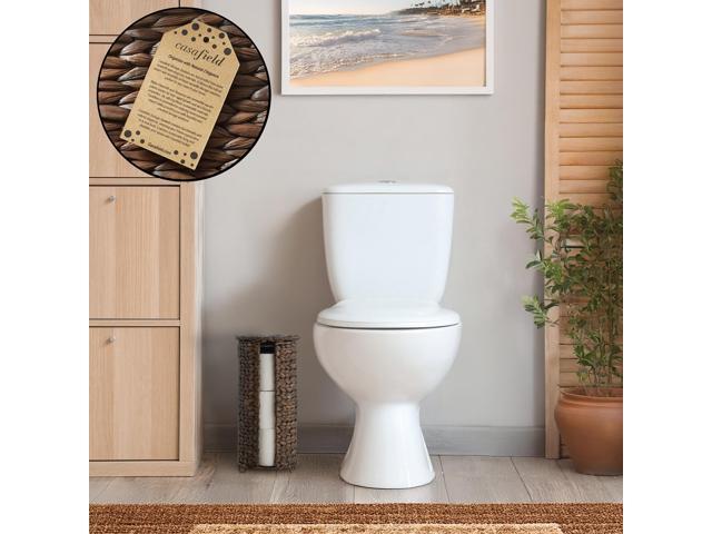 Casafield Free Standing Toilet Paper Storage Roll Holder with Lid - Espresso Dark Brown, Fits 3 Rolls, Hyacinth Bath Tissue Organizer for Bathroom