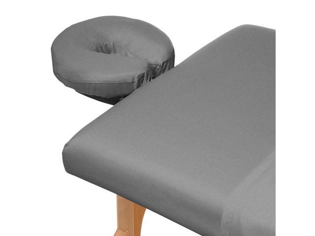 Saloniture 3-Piece Flannel Massage Table Sheet Set - Soft Cotton Facial Bed Cover - Includes Flat and Fitted Sheets with Face Cradle Cover - Gray
