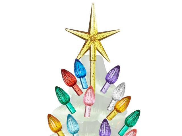 Casafield Ceramic Christmas Tree Replacement Lights - 108 Multi-color with Glitter Bulbs and 3 Star Toppers