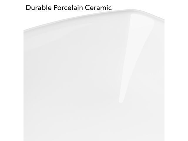 Miligoré 16' x 16' Flared Square White Ceramic Vessel Sink - Modern Above Counter Bathroom Vanity Bowl
