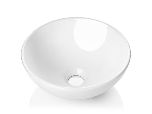 Miligoré 11' Round White Ceramic Vessel Sink - Modern Above Counter Bathroom Vanity Bowl