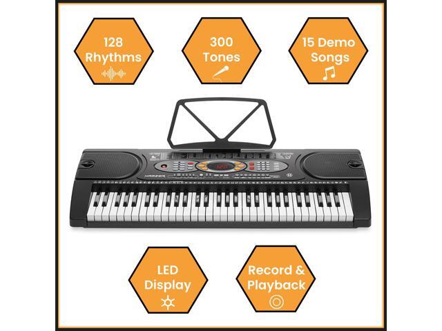 Hamzer 61 Key Digital Keyboard Piano for Beginners, Electronic Piano Keyboard Kit with Stand, Stool, Headphones, Microphone, Keynote Stickers