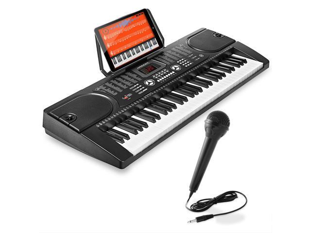 Hamzer 61-Key Digital Music Piano Keyboard - Portable Electronic Musical Instrument - with Microphone and Sticker Sheet