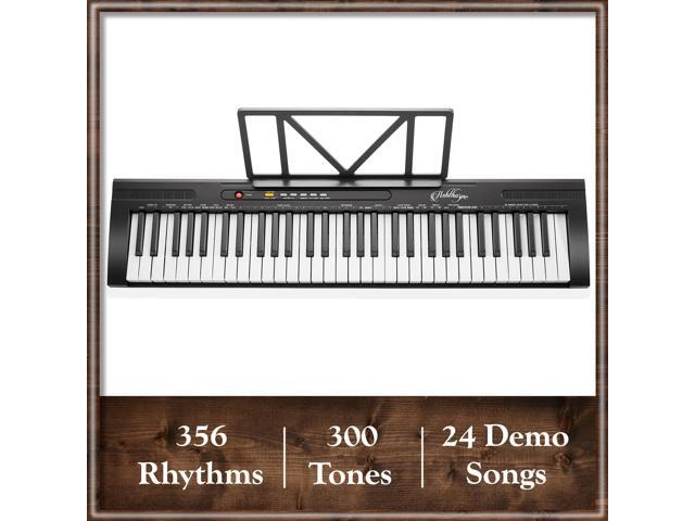 Ashthorpe 61-Key Electronic Keyboard Piano for Beginners, Digital Piano Keyboard Set Includes Headphones, Microphone, and Keynote Stickers
