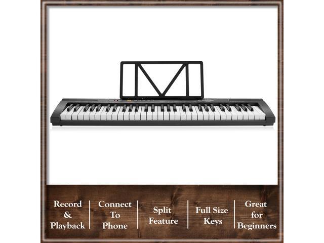 Ashthorpe 61-Key Electronic Keyboard Piano for Beginners with Stand and Bench, Digital Piano Keyboard Set Includes Headphones, Microphone, Stickers