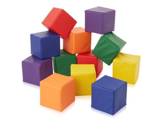 Casafield Toddler Foam Building Blocks (12-Piece Set), 5.5' x 5.5' Soft Play Colorful Kids Stacking Cubes for Daycare, Nursery, Preschool