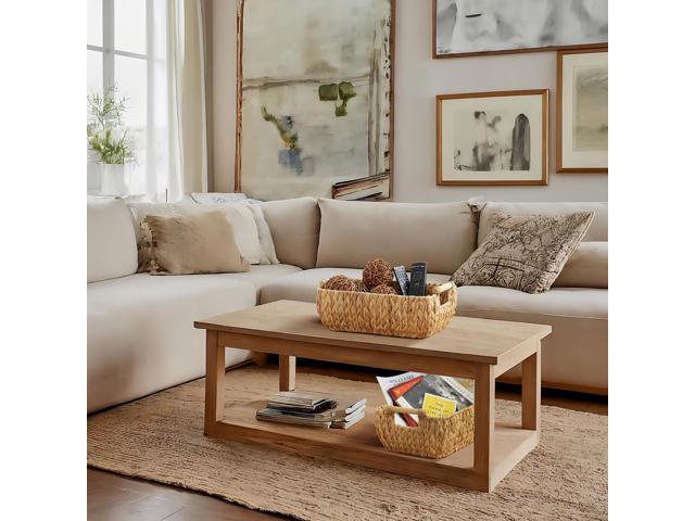 Casafield Set of 2 Water Hyacinth Oval Storage Baskets with Wooden Handles - Medium, Woven Bin Organizers