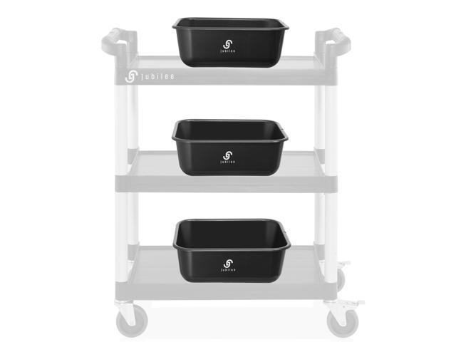 Jubilee 4-Pk Plastic Storage Bin, 11L Black Bus Utility Tub Heavy Duty Commercial Dishwashing Box for Restaurant Kitchen Organization and Storage