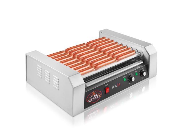 Olde Midway Electric 24 Hot Dog 9 Roller Grill Cooker Machine 1200-Watt - Commercial Grade