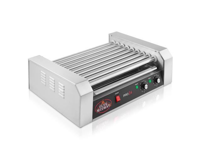 Olde Midway Electric 24 Hot Dog 9 Roller Grill Cooker Machine 1200-Watt - Commercial Grade