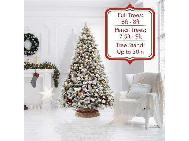 Casafield 32-Inch Christmas Tree Collar, Seagrass Woven Farmhouse Tree Base Cover with Cord Cut Out, Natural