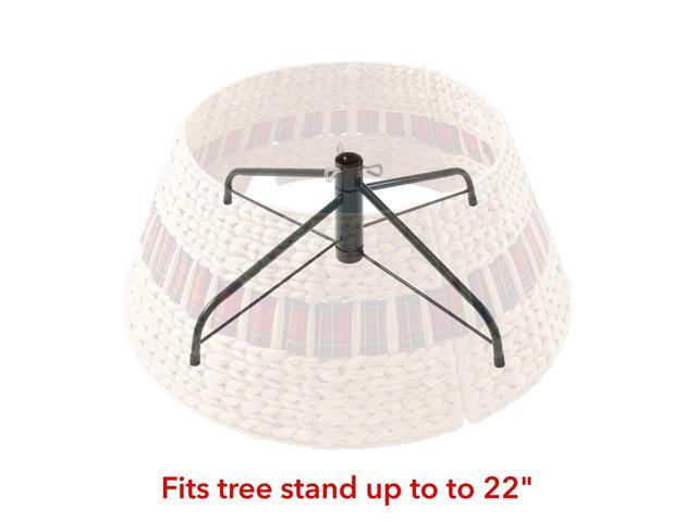 Casafield 24-Inch Christmas Tree Collar, Water Hyacinth Woven Farmhouse Tree Base Cover with Cord Cut Out, Natural