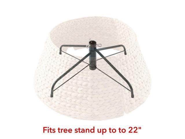 Casafield 24-Inch Christmas Tree Collar, Woven Water Hyacinth Tree Base Cover with Cord Cut Out, Natural