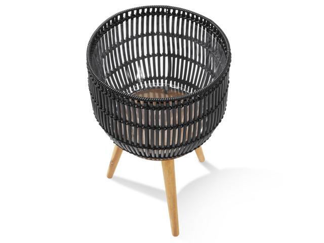 Casafield Indoor Planter with Stand, Black Floor Planter with Wood Legs, Large Plant Pot Cover with Liner for Houseplants, Flower Pots and Trees