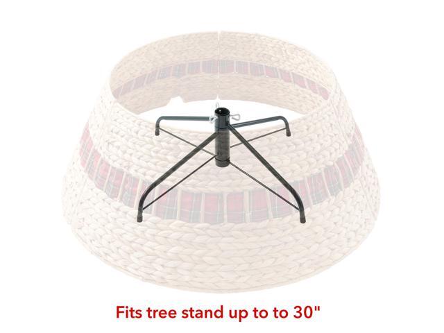 Casafield 32-Inch Christmas Tree Collar, Water Hyacinth Woven Farmhouse Tree Base Cover with Cord Cut Out, Natural