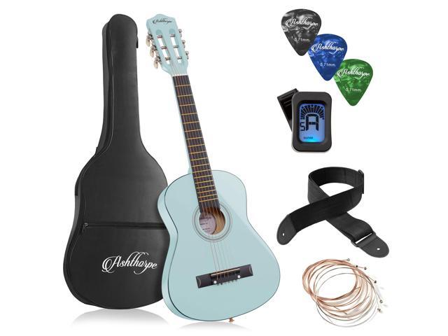 Ashthorpe 30-inch Beginner Acoustic Guitar Package (Light Blue), Basic Starter Kit w/ Gig Bag, Strings, Strap, Tuner, Picks