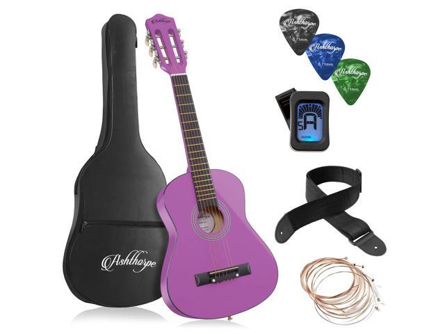 Ashthorpe 30-inch Beginner Acoustic Guitar Package (Purple), Basic Starter Kit w/ Gig Bag, Strings, Strap, Tuner, Picks