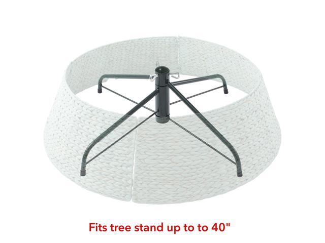Casafield 42-Inch Christmas Tree Collar, Woven Water Hyacinth Tree Base Cover with Cord Cut Out, Seafoam
