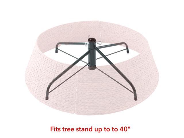 Casafield 42-Inch Christmas Tree Collar, Woven Water Hyacinth Tree Base Cover with Cord Cut Out, Pink
