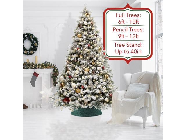 Casafield 42-Inch Christmas Tree Collar, Woven Water Hyacinth Tree Base Cover with Cord Cut Out, Green