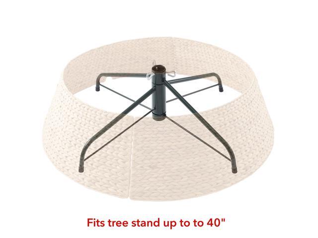 Casafield 42-Inch Christmas Tree Collar, Woven Water Hyacinth Tree Base Cover with Cord Cut Out, Natural
