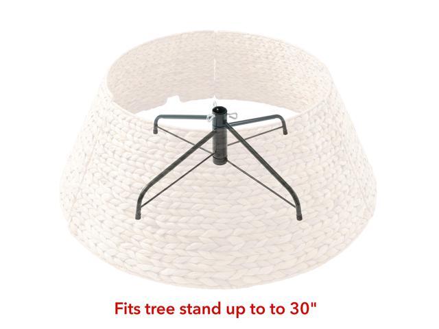 Casafield 32-Inch Christmas Tree Collar, Woven Water Hyacinth Tree Base Cover with Cord Cut Out, Natural