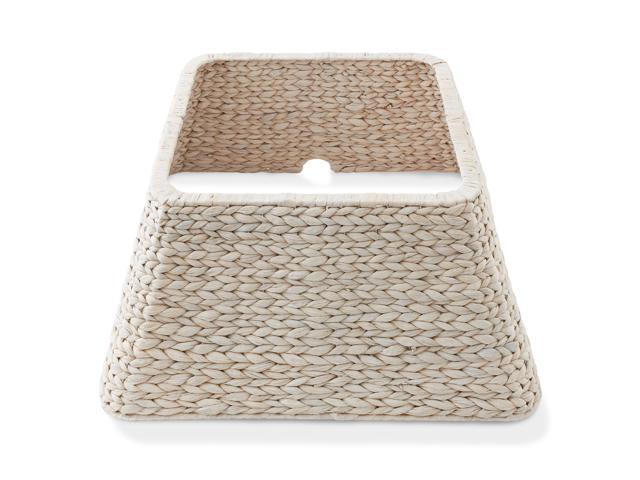 Casafield 22-Inch Christmas Tree Collar, Water Hyacinth Woven Tree Square Base Cover with Cord Cut Out, Whitewash