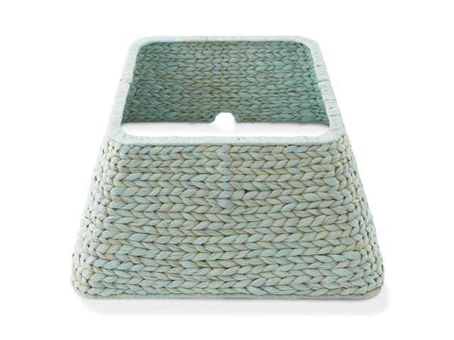 Casafield 22-Inch Christmas Tree Collar, Water Hyacinth Woven Tree Square Base Cover with Cord Cut Out, Seafoam