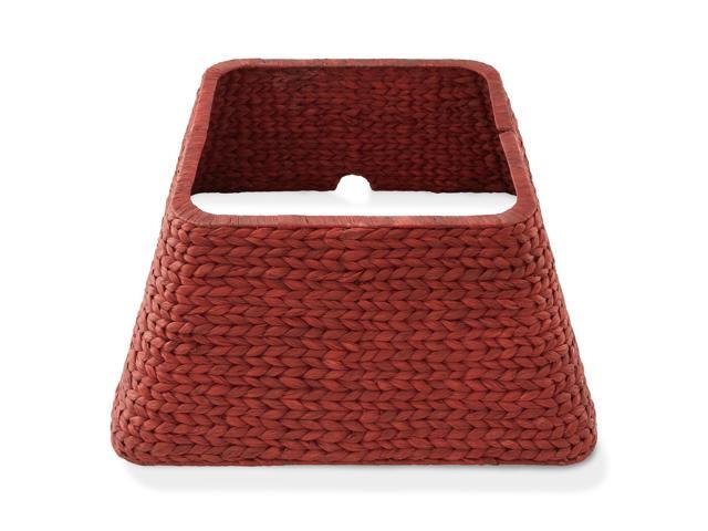 Casafield 22-Inch Christmas Tree Collar, Water Hyacinth Woven Tree Square Base Cover with Cord Cut Out, Red