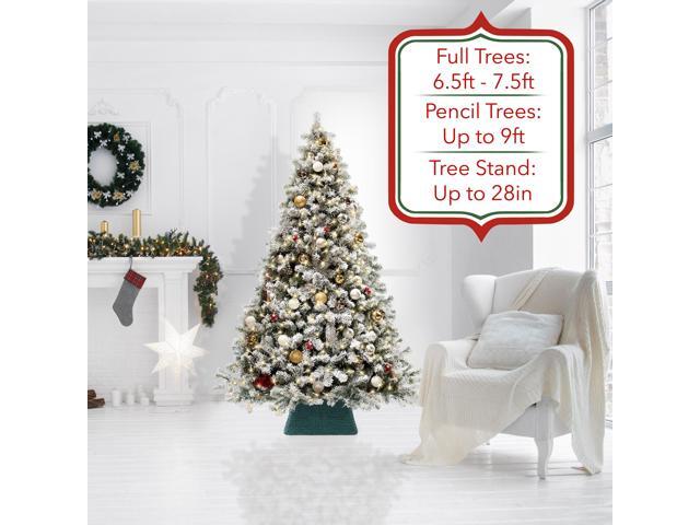 Casafield 22-Inch Christmas Tree Collar, Water Hyacinth Woven Tree Square Base Cover with Cord Cut Out, Green
