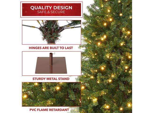 Casafield 6.5FT Pre-Lit Realistic Pencil Alpine Fir Artificial Holiday Christmas Tree with LED Lights and Metal Stand