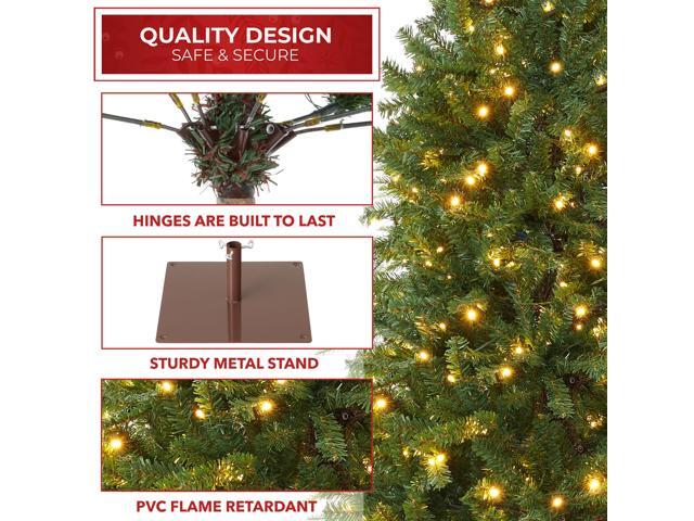 Casafield 7.5FT Pre-Lit Realistic Pencil Alpine Fir Artificial Holiday Christmas Tree with LED Lights and Metal Stand