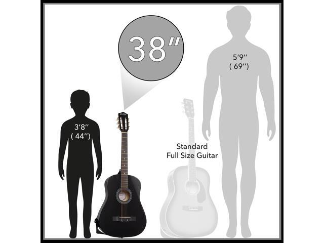 Ashthorpe 38-inch Beginner Acoustic Guitar Package (Black), Basic Starter Kit w/ Gig Bag, Strings, Strap, Tuner, Pitch Pipe, Picks
