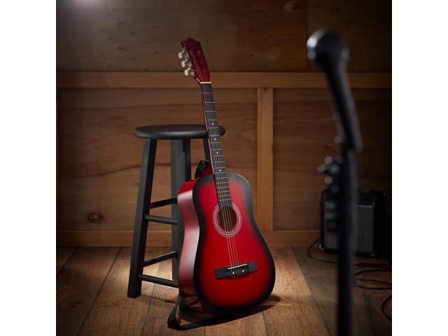 Ashthorpe 38-inch Beginner Acoustic Guitar Package (Red), Basic Starter Kit w/ Gig Bag, Strings, Strap, Tuner, Pitch Pipe, Picks