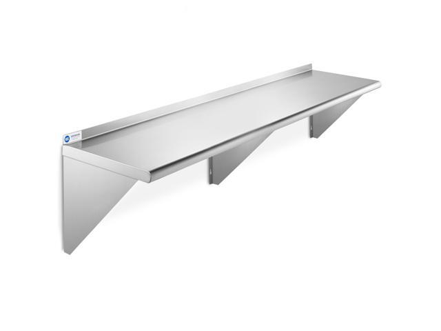 GRIDMANN NSF Stainless Steel 14' x 60' Kitchen Wall Mount Shelf Commercial Restaurant Bar w/ Backsplash