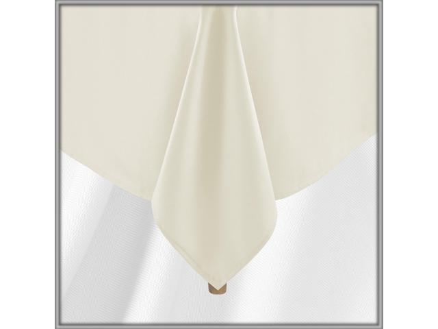 Lann's Linens 60 x 126 Inch Rectangular Tablecloth, Washable Polyester Fabric Table Cloth for Dining Tables, Parties, Restaurants, Weddings - Ivory
