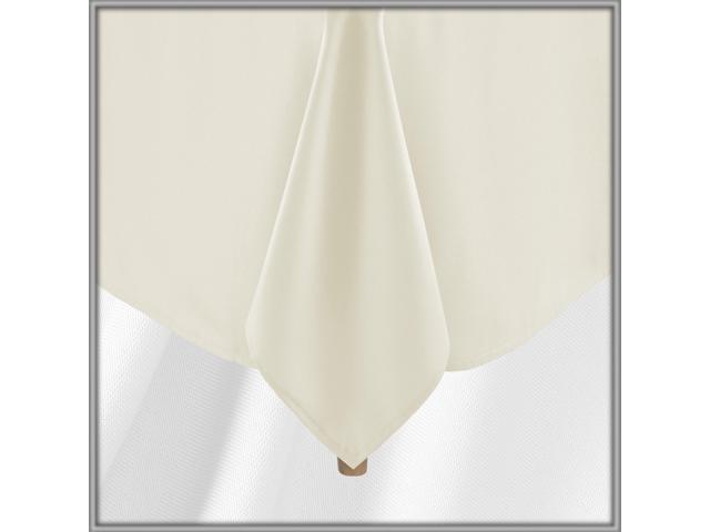 Lann's Linens 90 x 132 Inch Rectangular Tablecloth, Washable Polyester Fabric Table Cloth for Dining Tables, Parties, Restaurants, Weddings - Ivory