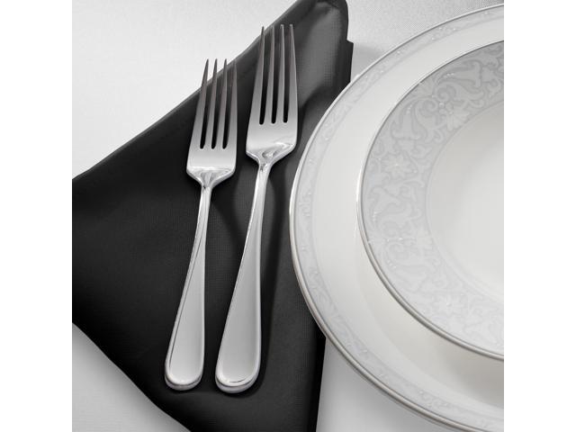 Lann's Linens Set of 12 Cloth Dinner Napkins, 17-inch Polyester Napkins, Washable and Reusable Fabric for Weddings, Hotels, Restaurants - Black