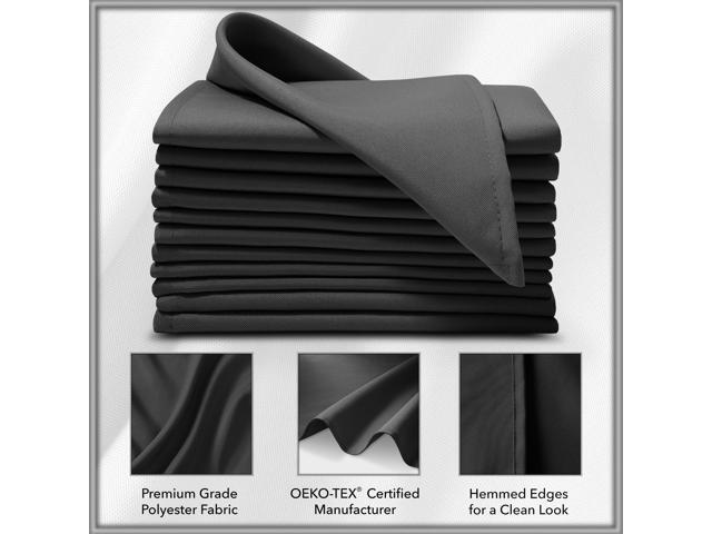 Lann's Linens Set of 12 Cloth Dinner Napkins, 17-inch Polyester Napkins, Washable and Reusable Fabric for Weddings, Hotels, Restaurants - Black