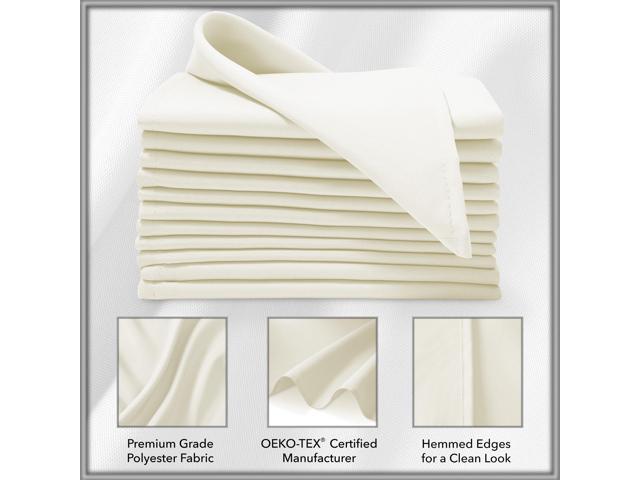 Lann's Linens Set of 12 Cloth Dinner Napkins, 17-inch Polyester Napkins, Washable and Reusable Fabric for Weddings, Hotels, Restaurants - Ivory