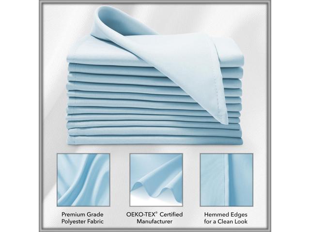 Lann's Linens Set of 12 Cloth Dinner Napkins, 17-inch Polyester Napkins, Washable and Reusable Fabric for Weddings, Hotels, Restaurants - Baby Blue