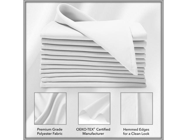 Lann's Linens Set of 12 Cloth Dinner Napkins, 20-inch Polyester Napkins, Washable and Reusable Fabric for Weddings, Hotels, Restaurants - White