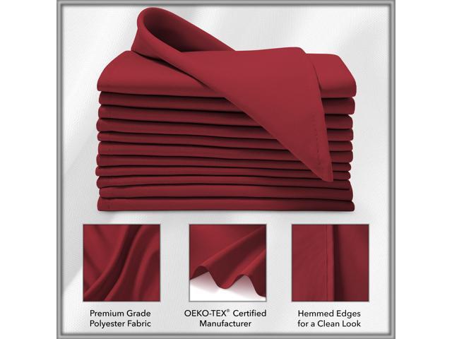 Lann's Linens Set of 12 Cloth Dinner Napkins, 20-inch Polyester Napkins, Washable and Reusable Fabric for Weddings, Hotels, Restaurants - Burgundy