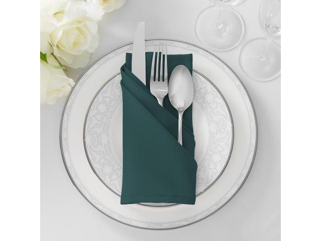 Lann's Linens Set of 12 Cloth Dinner Napkins, 20-inch Polyester Napkins, Washable and Reusable Fabric for Wedding, Hotel, Restaurant - Hunter Green