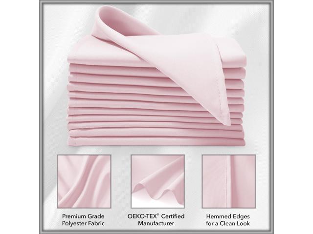 Lann's Linens Set of 12 Cloth Dinner Napkins, 20-inch Polyester Napkins, Washable and Reusable Fabric for Weddings, Hotels, Restaurants - Pink