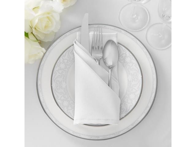 Lann's Linens Set of 144 Cloth Dinner Napkins, 20-inch Polyester Napkins, Washable and Reusable Fabric for Weddings, Hotels, Restaurants - White