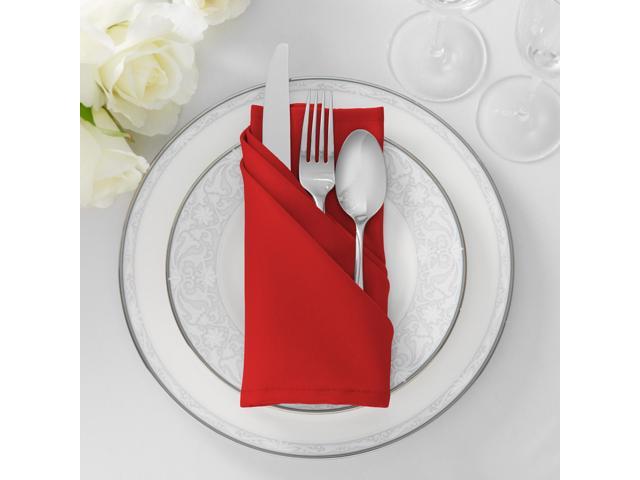 Lann's Linens Set of 144 Cloth Dinner Napkins, 17-inch Polyester Napkins, Washable and Reusable Fabric for Weddings, Hotels, Restaurants - Red